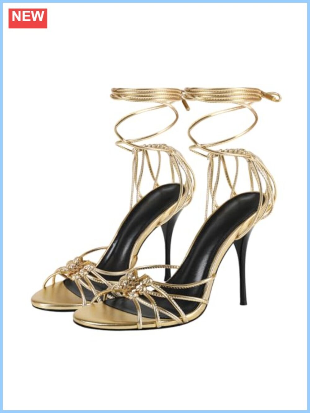 Women's Lace Up Stiletto Heeled Sandals Open Toe Ankle Strap Party Evening